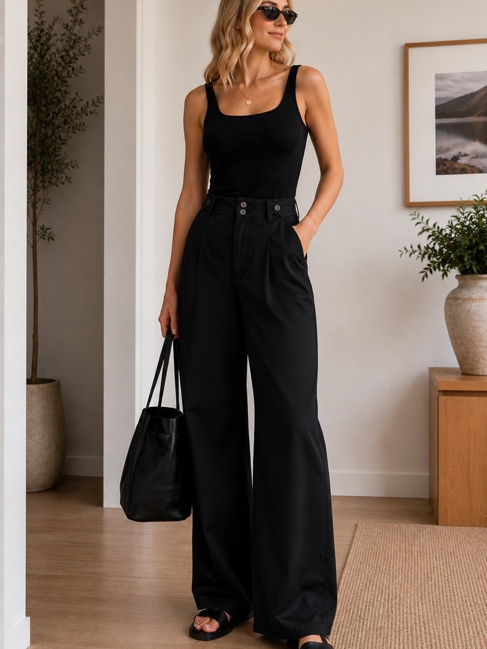Madewell Black Wide-Leg Pants